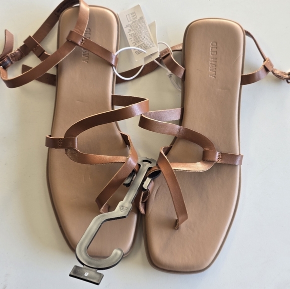 Old Navy Sandals Flats WomenSz Brown Size 8 Ankle Strap Comfort New - Picture 6 of 12